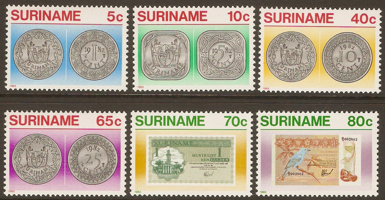 Surinam 1983 Coins and Banknotes set. SG1129-SG1134.