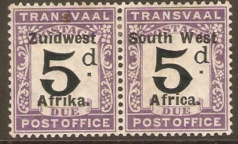 South West Africa 1923 5d Black and violet Postage Due. SGD25.