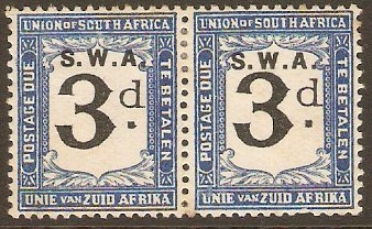 South West Africa 1928 3d Black and blue Postage Due. SGD45. - Click Image to Close