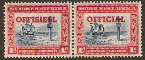 South West Africa 1931 1d Indigo and scar. Official Stmp. SGO14.