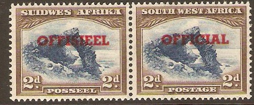 South West Africa 1931 2d Blue and brown Official Stamp. SGO15.