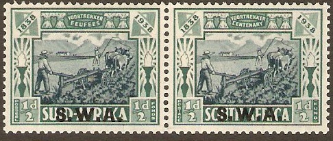 South West Africa 1938 d + d Blue and green. SG105.
