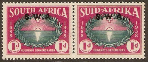 South West Africa 1939 1d +1d Green and carmine. SG112.