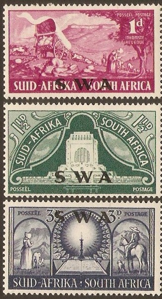 South West Africa 1949 Voortrekker Monument Set. SG141-SG143.