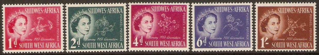 South West Africa 1953 Coronation Set. SG149-SG153.
