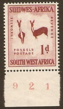 South West Africa 1954 1d Brown-red. SG154.