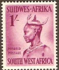 South West Africa 1954 1s Deep mauve. SG160.