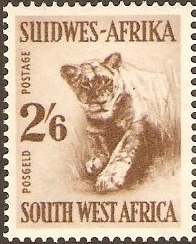 South West Africa 1954 2s.6d Bistre-brown. SG163.