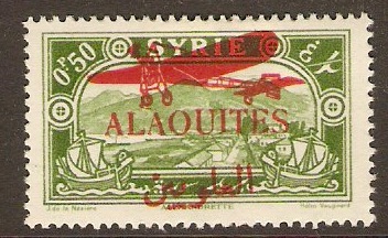 Alaouites 1929 0p.50 Yellow-green - Air series. SG59.