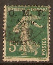 French Military Occ. 1920 1p on 5c Blue-green. SG35.