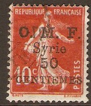 French Military Occ. 1921 50c on 10c Scarlet. SG70.