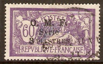 French Military Occ. 1921 3p on 60c Violet and blue. SG74.