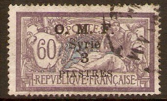 French Military Occ. 1921 3p on 60c Violet and blue. SG74.