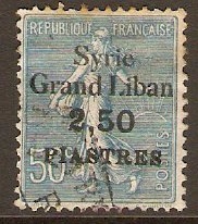 French Mandated Territory 1923 2,50p on 50c Blue. SG105.