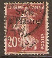 French Mandated Territory 1924 1p on 20c Chocolate. SG147.