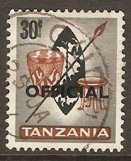 Tanzania 1965 30c Black and brown - Official stamp. SGO13.