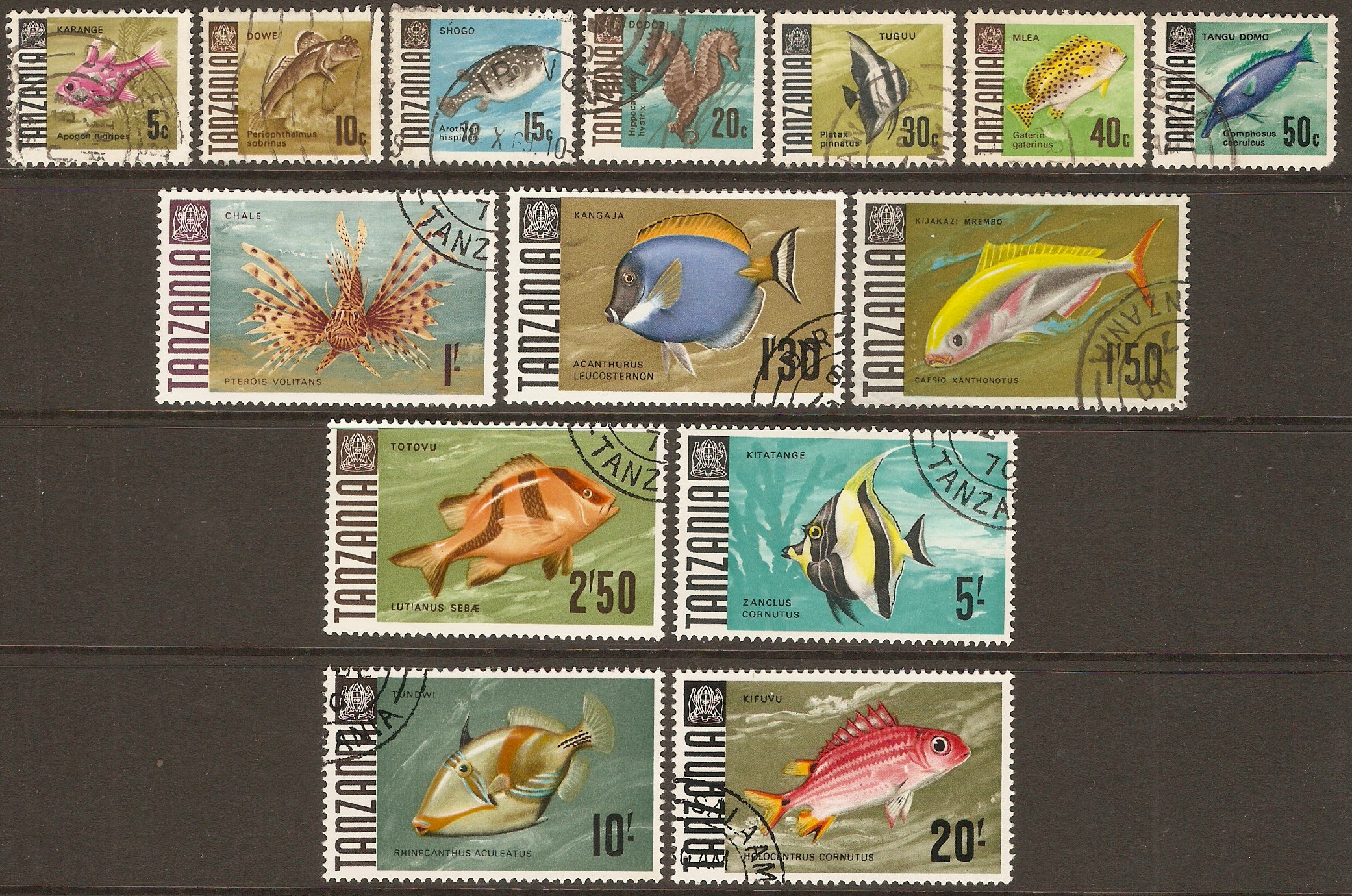 Tanzania 1967 Fishes set. SG142-SG157a.