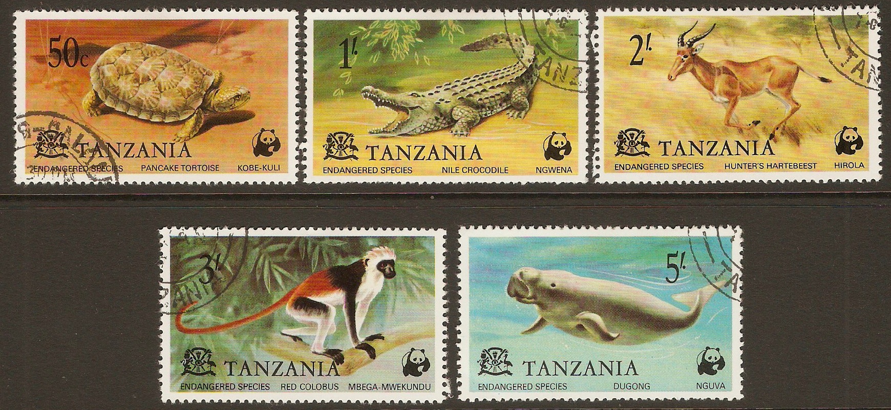 Tanzania 1977 Endangered Species set. SG212-SG216.