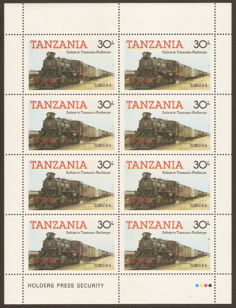 Tanzania 1985 30s Steam Railway Locomotives series. SG433.
