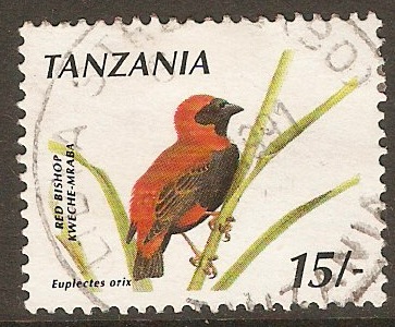 Tanzania 1990 15s Birds series - Red bishop. SG807.
