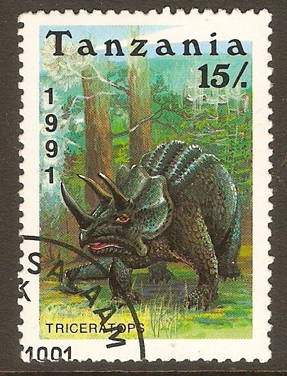 Tanzania 1991 15s Prehistoric creatures ser.- Triceratops. SG923