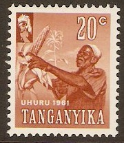Tanganyika 1961 20c Orange-brown. SG111.