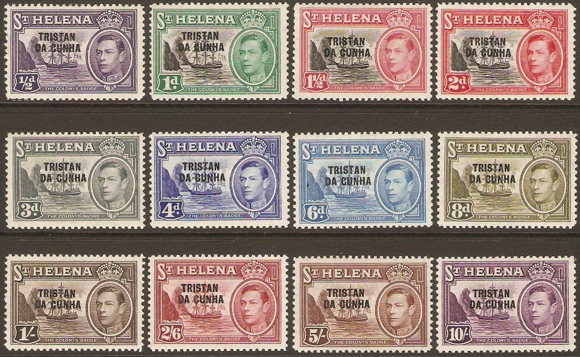 Tristan da Cunha 1952 St Helena Set with overprint. SG1-SG12.