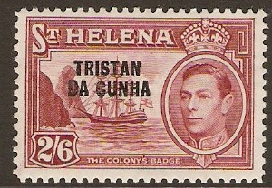 Tristan da Cunha 1952 2s.6d Maroon. SG10.