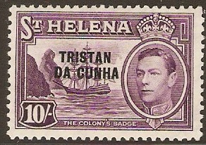 Tristan da Cunha 1952 10s Purple. SG12.