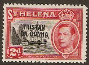 Tristan da Cunha 1952 2d Black and scarlet. SG4.
