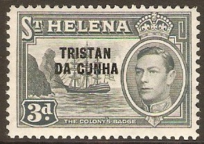 Tristan da Cunha 1952 3d Grey. SG5.