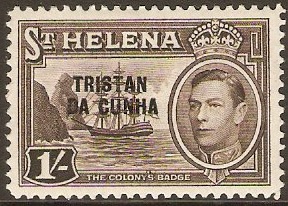 Tristan da Cunha 1952 1s Sepia. SG9.