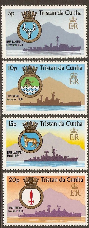 Tristan da Cunha 1977 Ships' Crests Stamps Set. SG215-SG218.