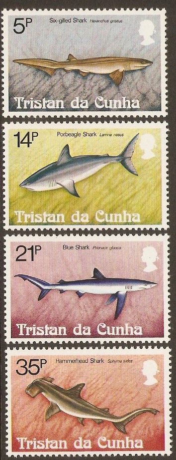 Tristan da Cunha 1982 Sharks Stamps Set. SG319-SG322.
