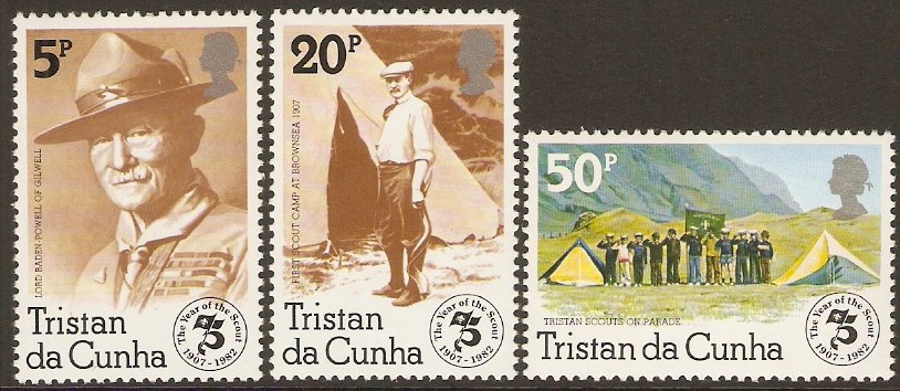 Tristan da Cunha 1982 Scout Anniversary Stamps Set. SG331-SG333.