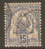 Tunisia 1888 15c Blue on quadrille paper. SG14.