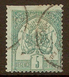 Tunisia 1888 5c Green on pale green. SG3. - Click Image to Close