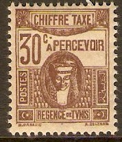 Tunisia 1923 30c Brown - Postage Due Stamp. SGD105.