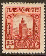 Tunisia 1931 25c Scarlet. SG179.