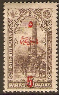 Turkey 1920 5 on 4pa Brown. SGN961.