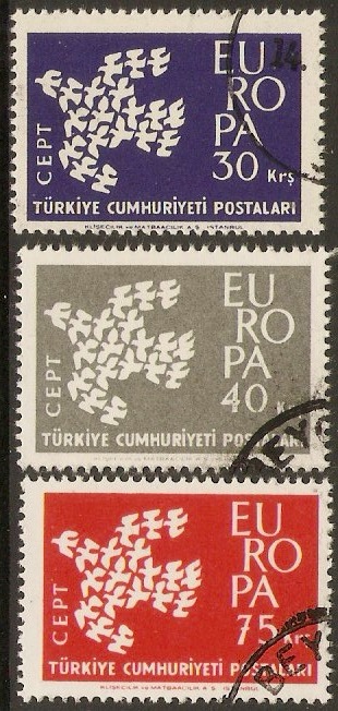 Turkey 1961 Europa Stamps Set. SG1960-SG1962.