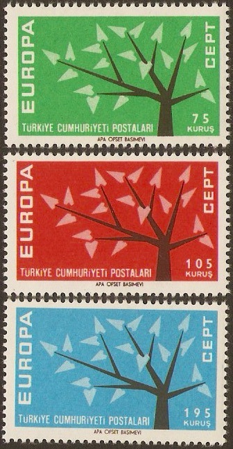Turkey 1962 Europa Stamps. SG1983-SG1985.