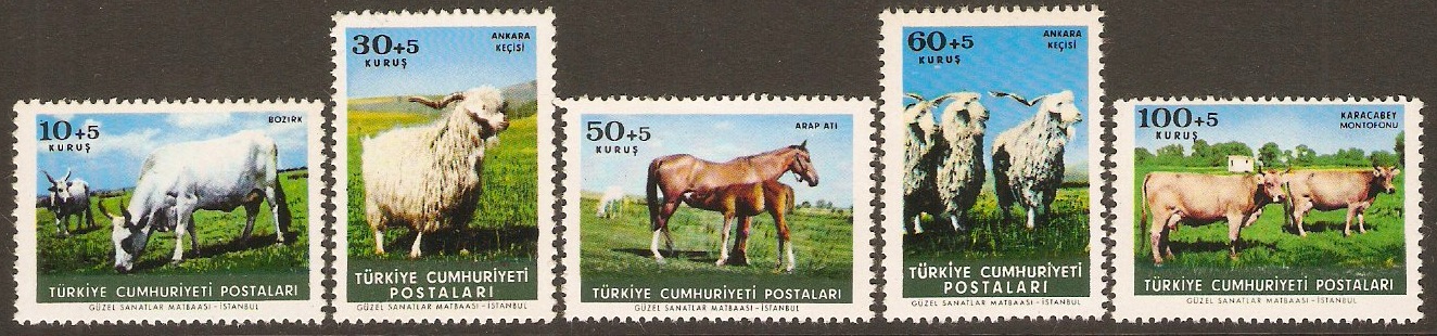 Turkey 1964 Animal Protection set. SG2062-SG2066.