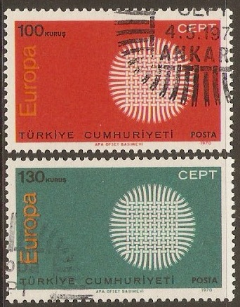 Turkey 1970 Europa Stamps Set. SG2327-SG2328.