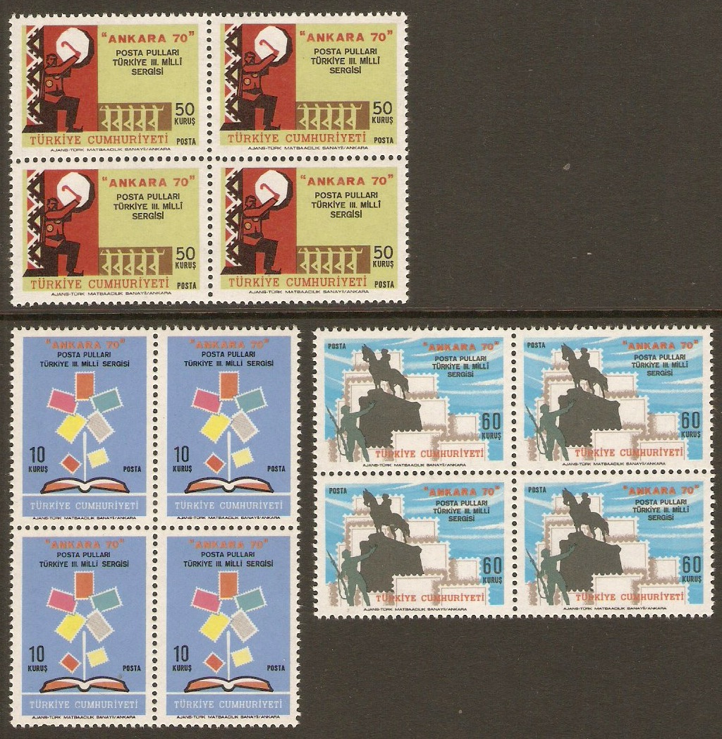 Turkey 1970 Stamp Exhibition "Ankara 70" Set. SG2333-SG2335.