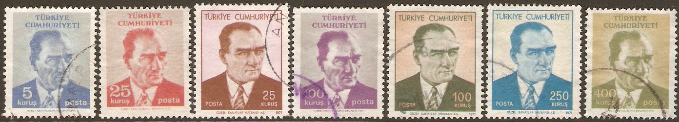 Turkey 1971 Kemal Ataturk Set. SG2352-SG2358.
