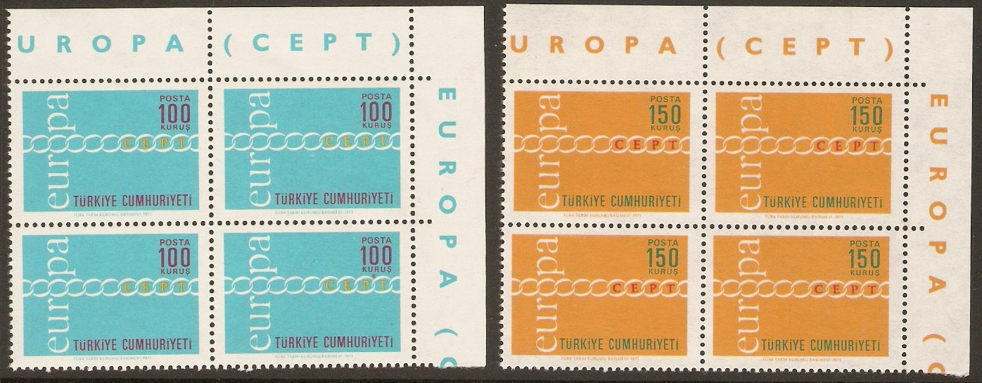 Turkey 1971 Europa Stamps Set. SG2369-SG2370.