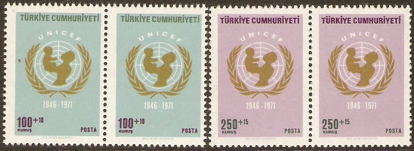 Turkey 1971 UNICEF Anniversary Set. SG2404-SG2405.