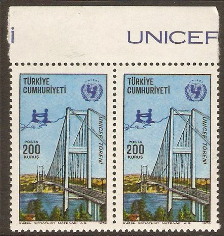 Turkey 1973 200k UNICEF Bosphorus Bridge Ceremony. SG2470.