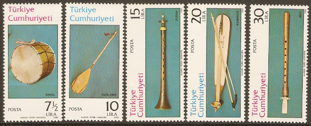 Turkey 1982 Musical Instruments Set. SG2796-SG2800.